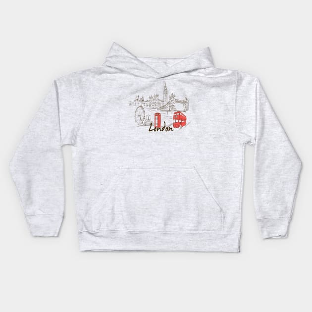 London Souvenir Kids Hoodie by Happy Art Designs